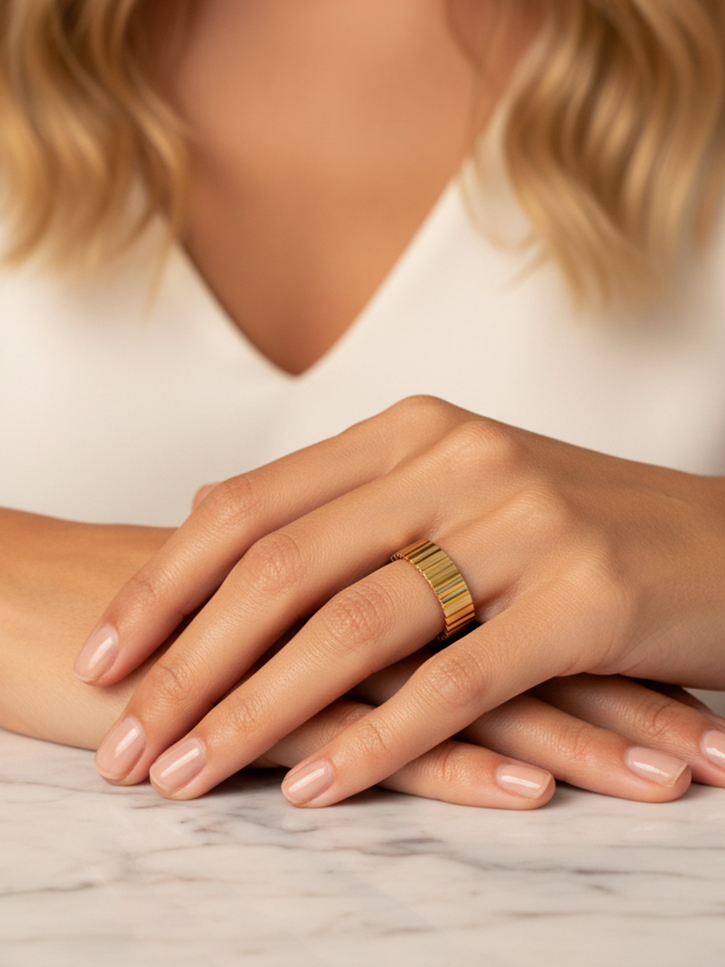 Thick Textured Croissant Ring