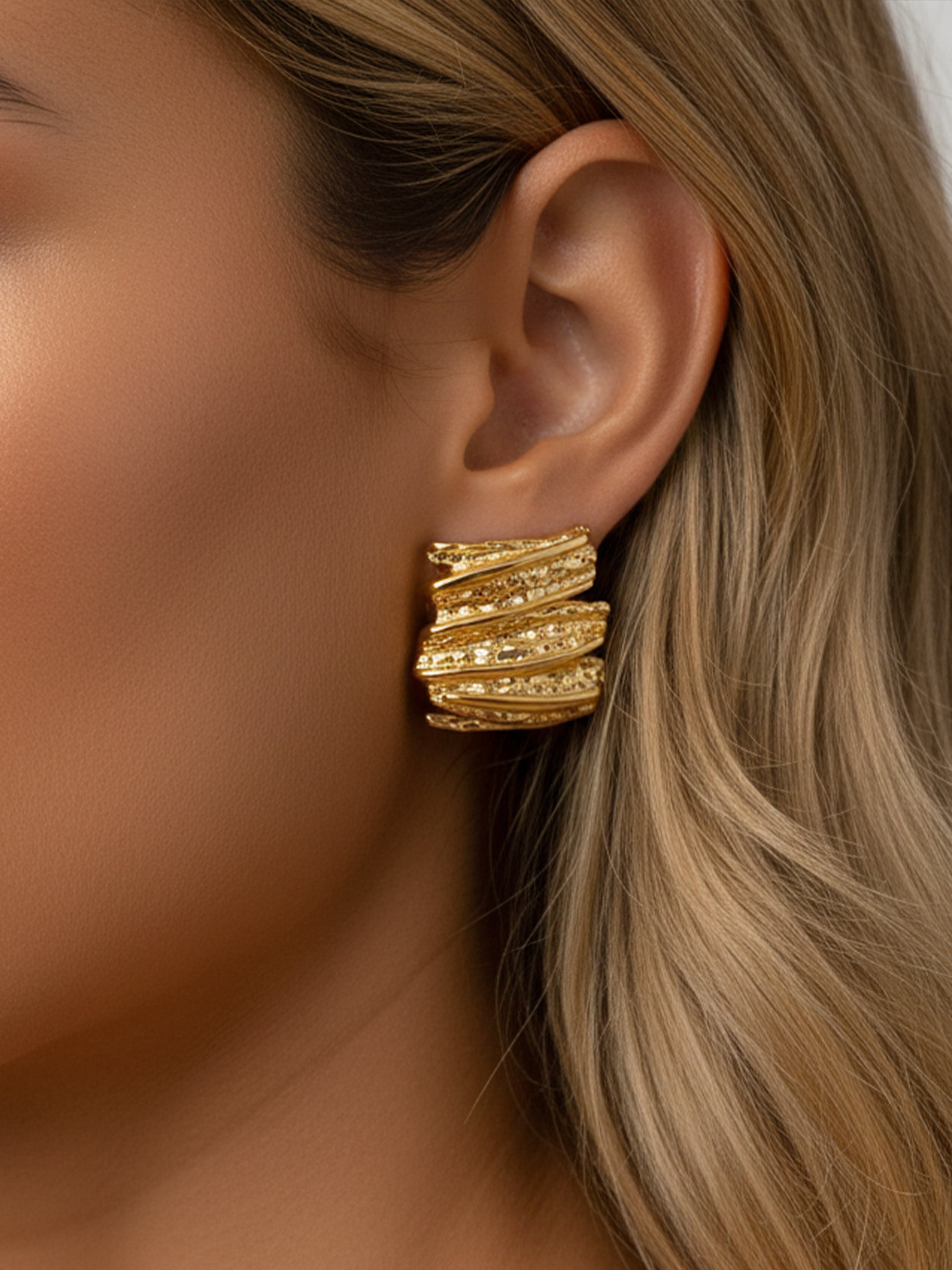 Rectangular Textured Stud Earrings