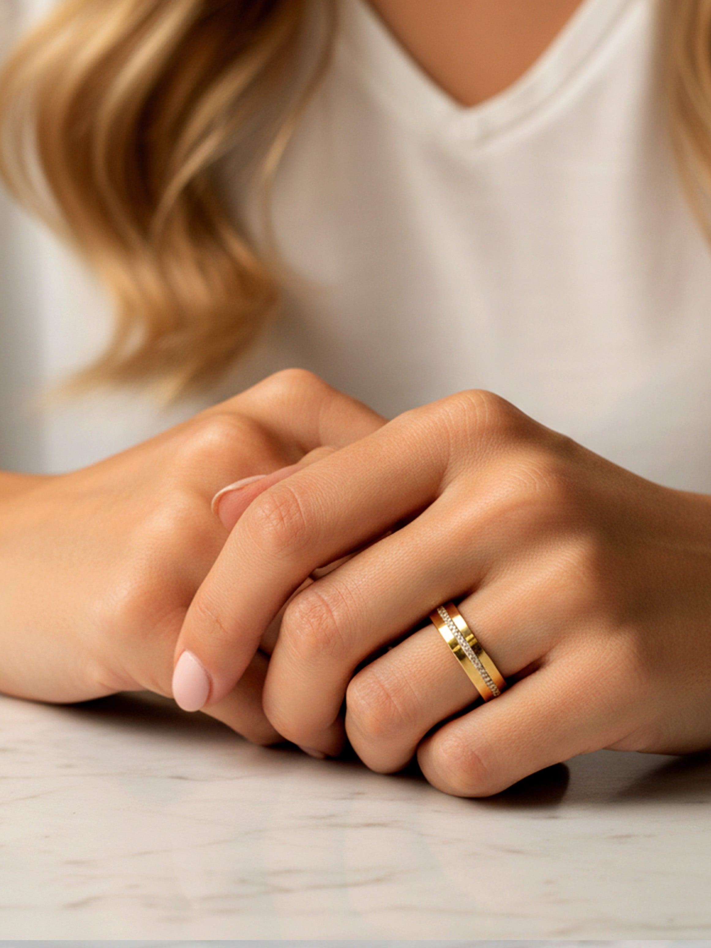 Thick Cigar Ring Band With Stones