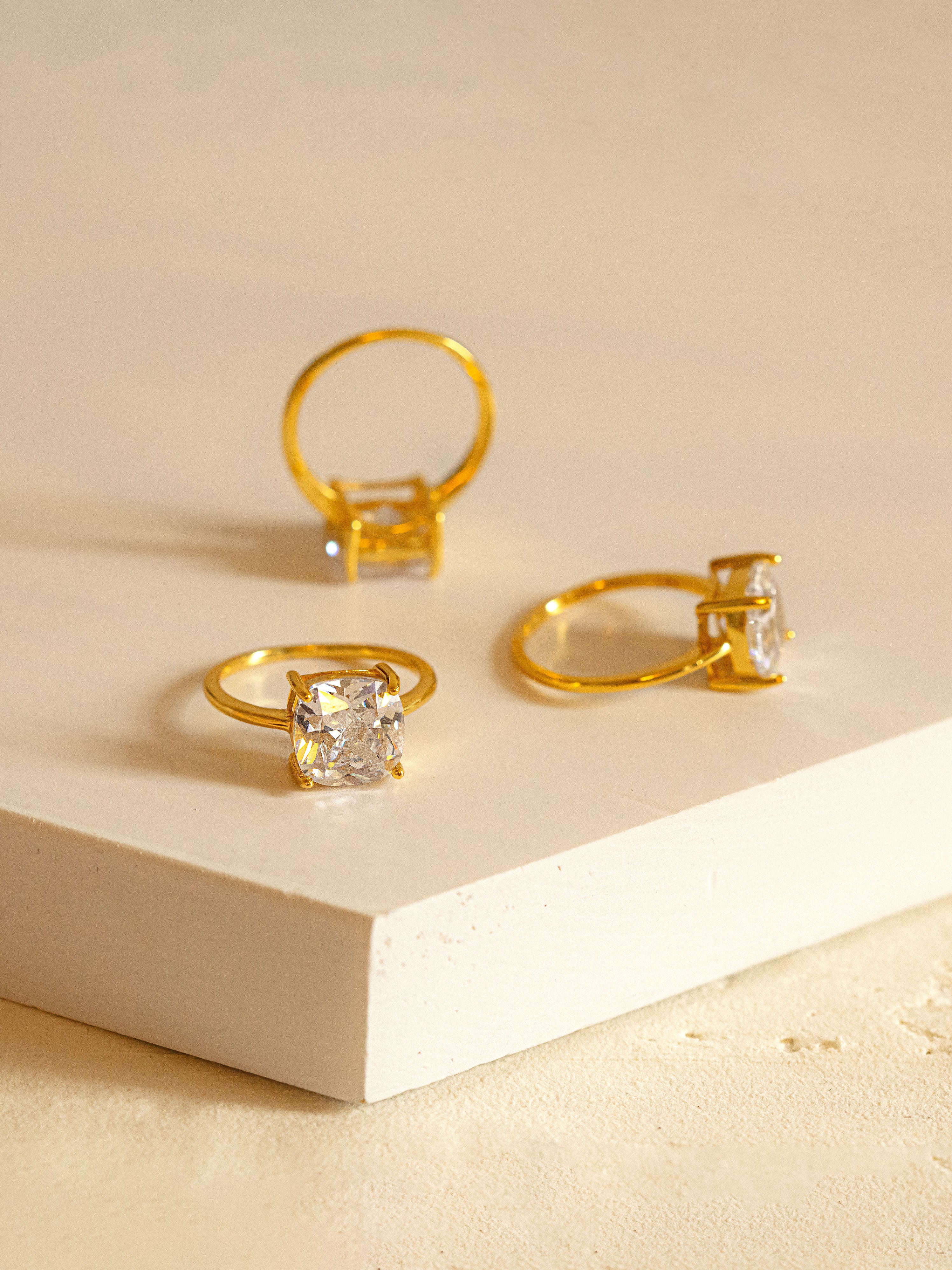 Gold Square Stone Ring