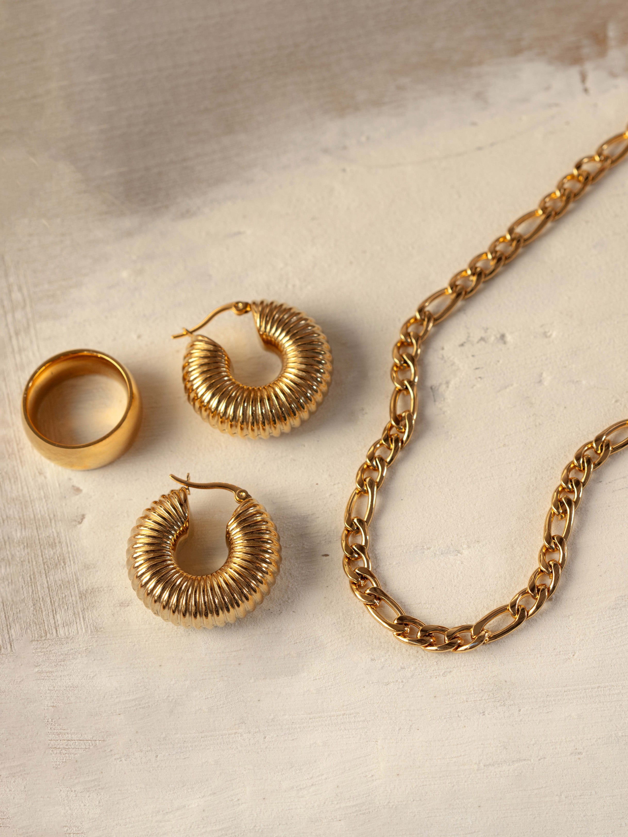 Gold Textured Creole Hoop Earrings