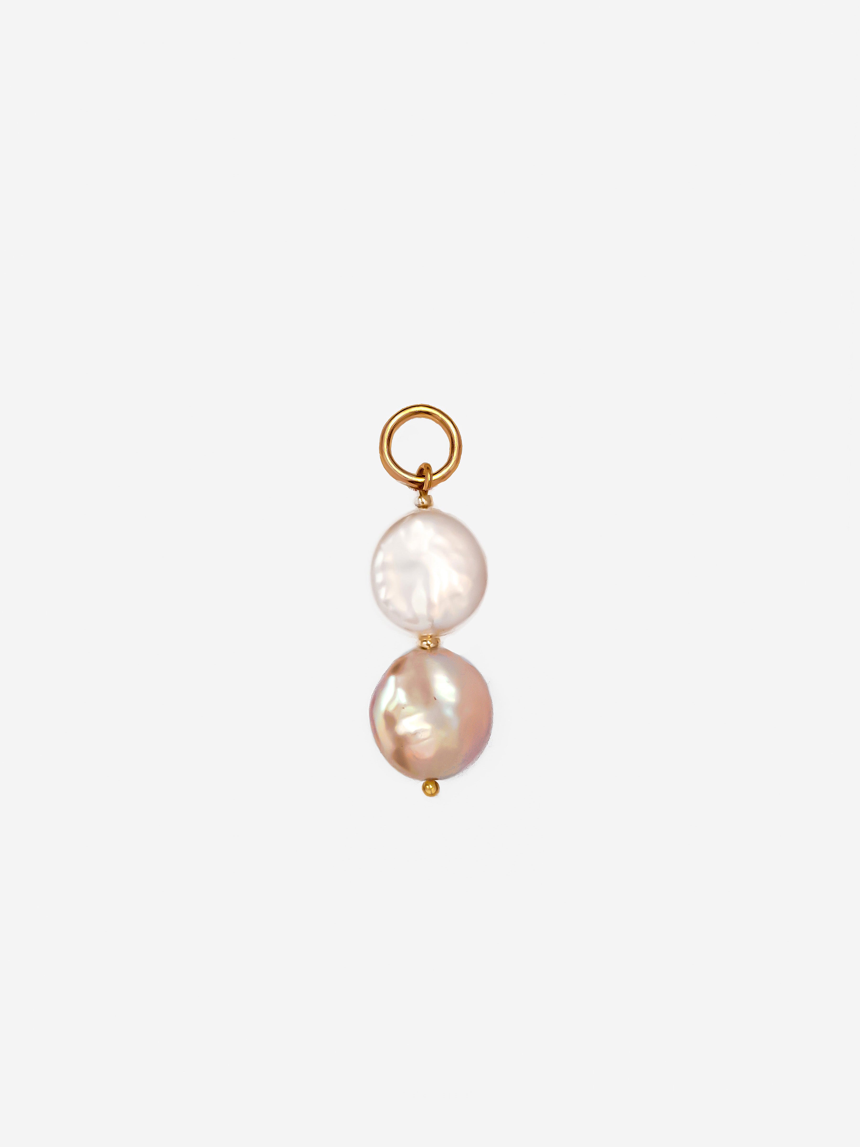 Pearl Charm With Two Baroque Button Pearls (White & Purple) (Big)