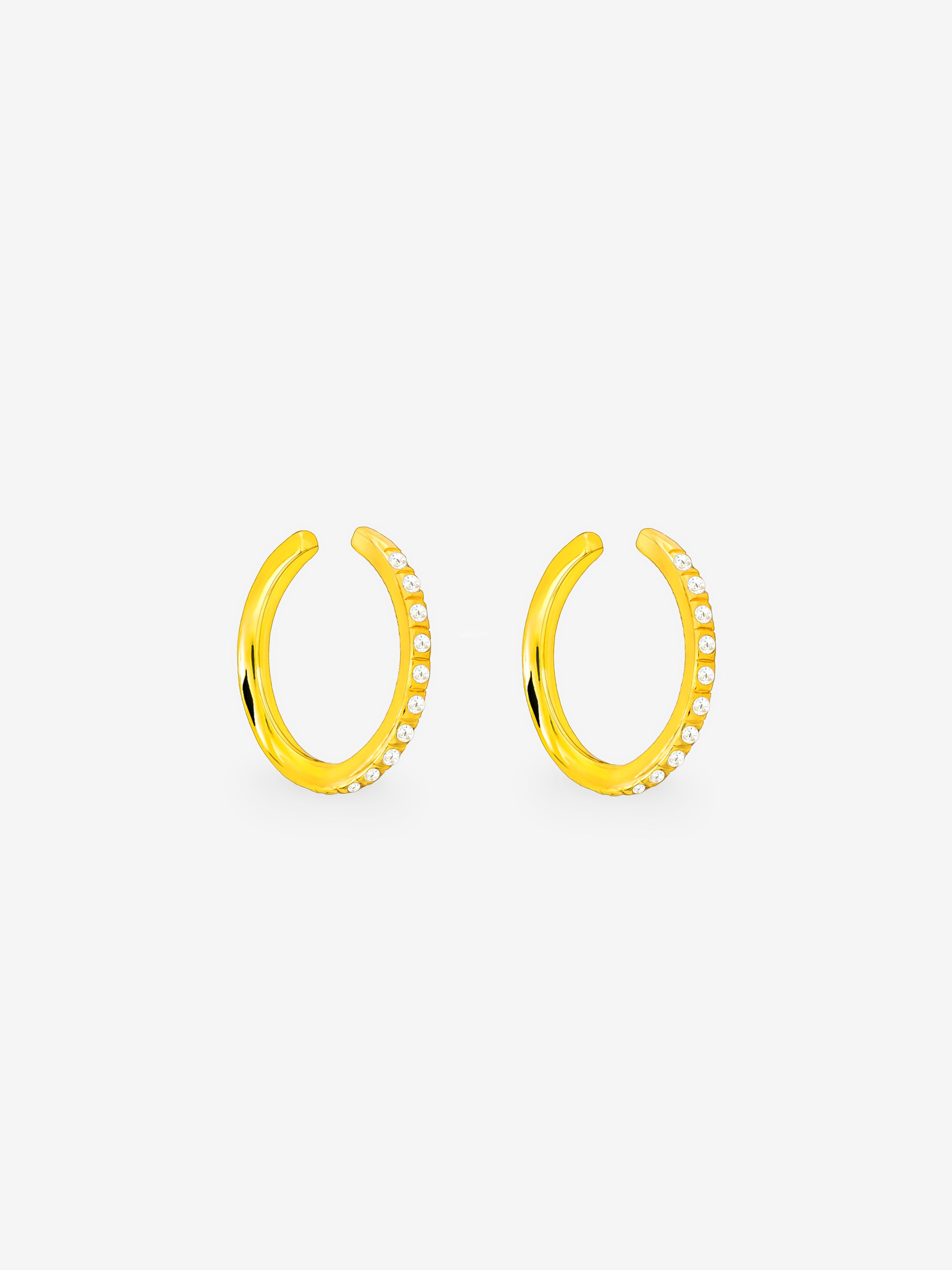 Gold Thin Ear Cuffs With Stones - Pair