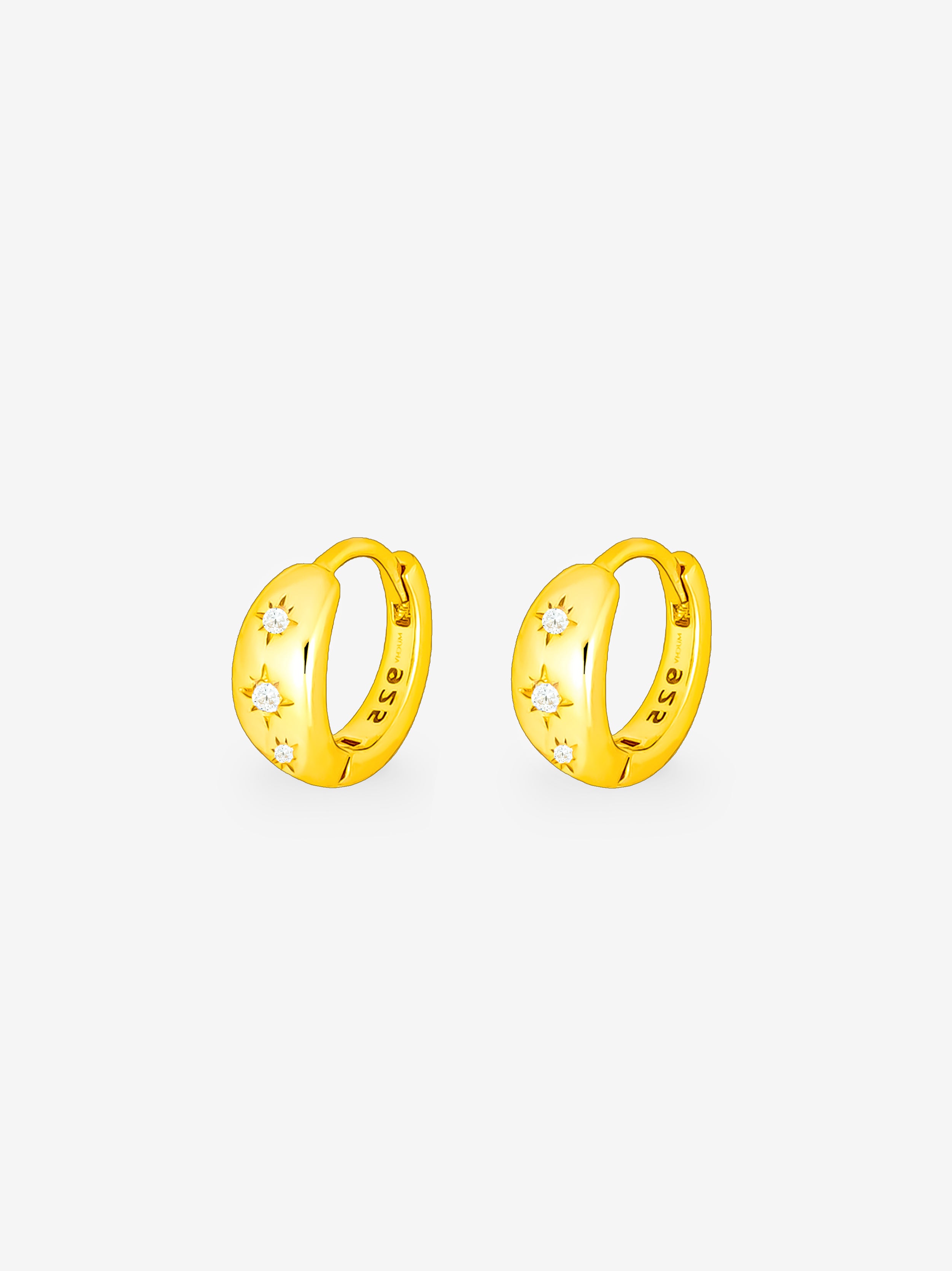Gold Tiny Huggie Hoop Earrings with Stars