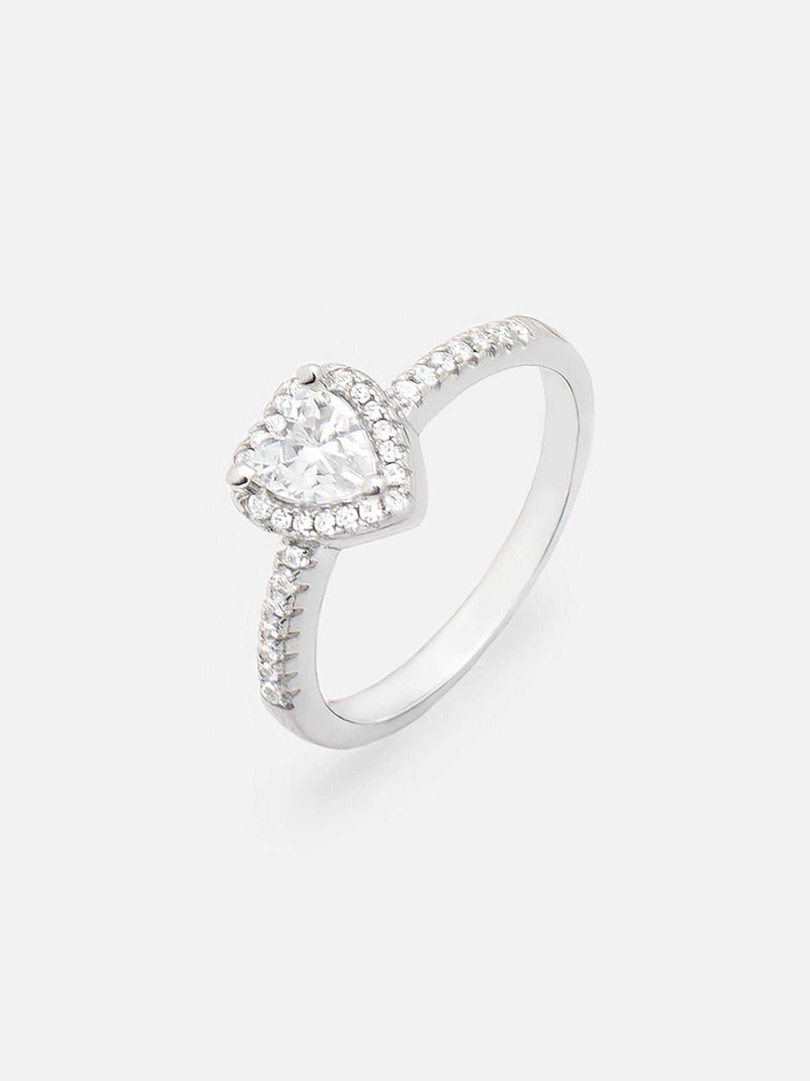 Silver Heart Ring - Promise Ring (18ct White Gold Plated 925 Sterling Silver) - Muchv Jewellery