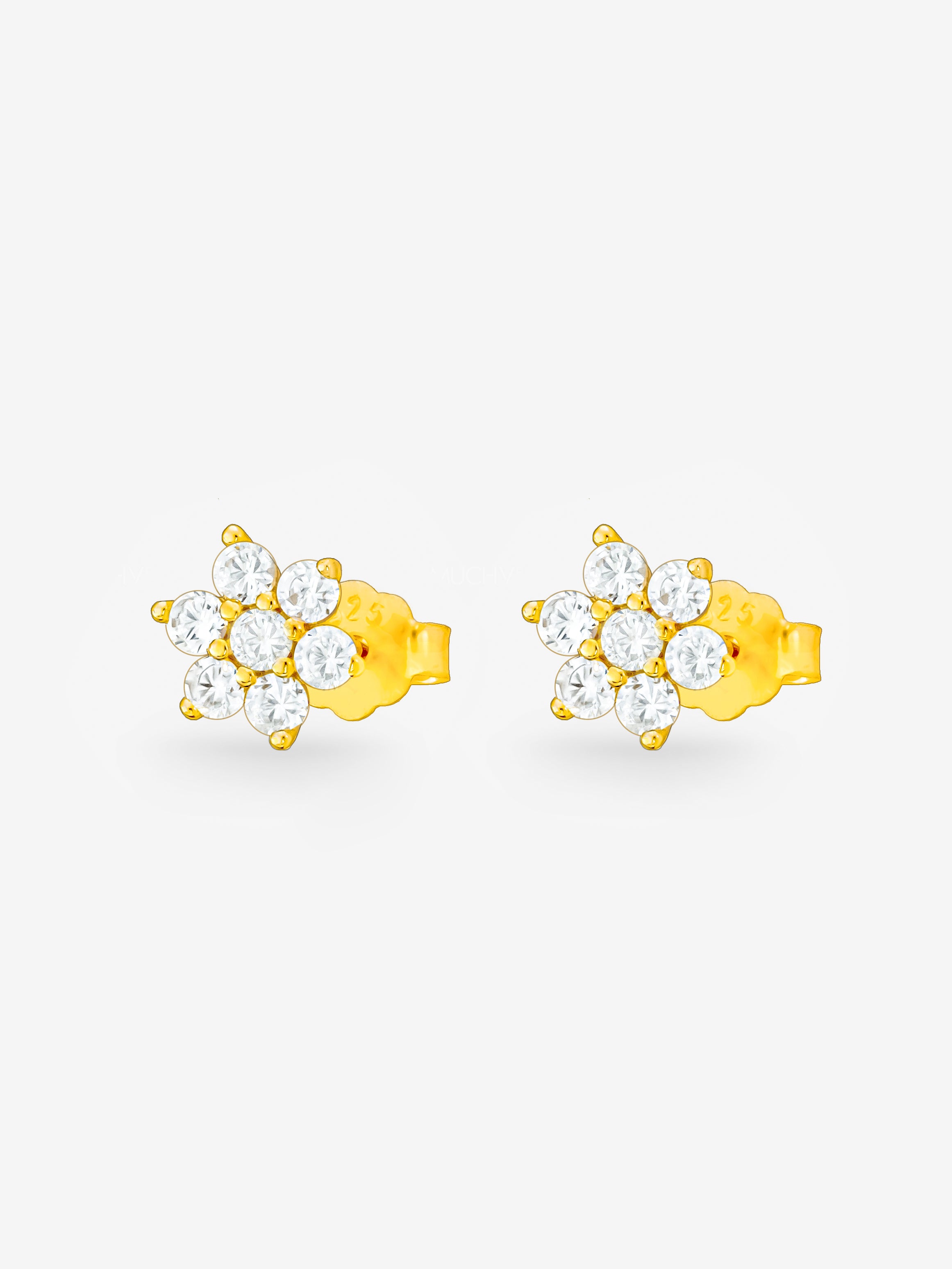 Gold Small Flower Stud Earrings