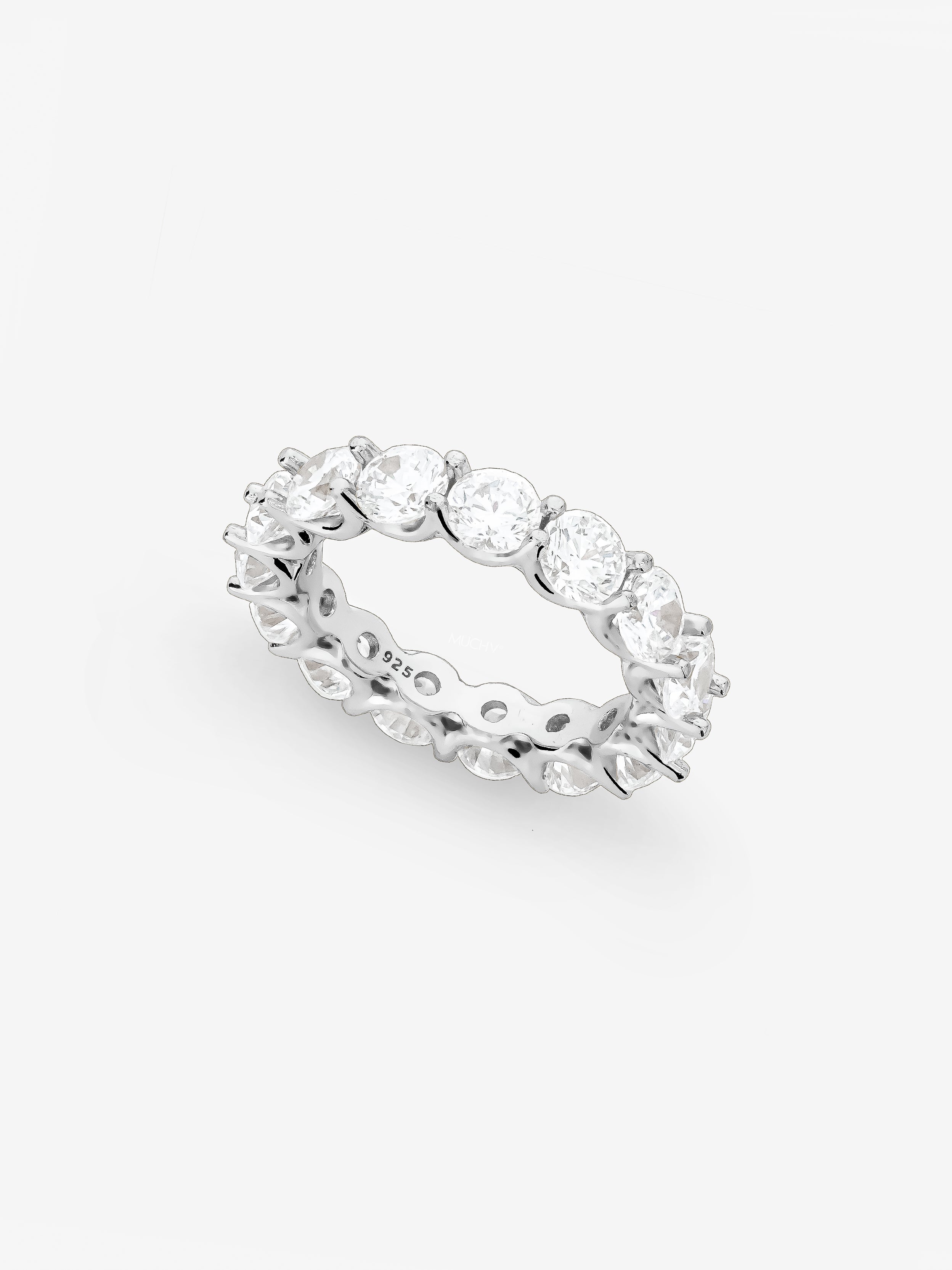 Silver Thick Stacking Ring With Round Stones