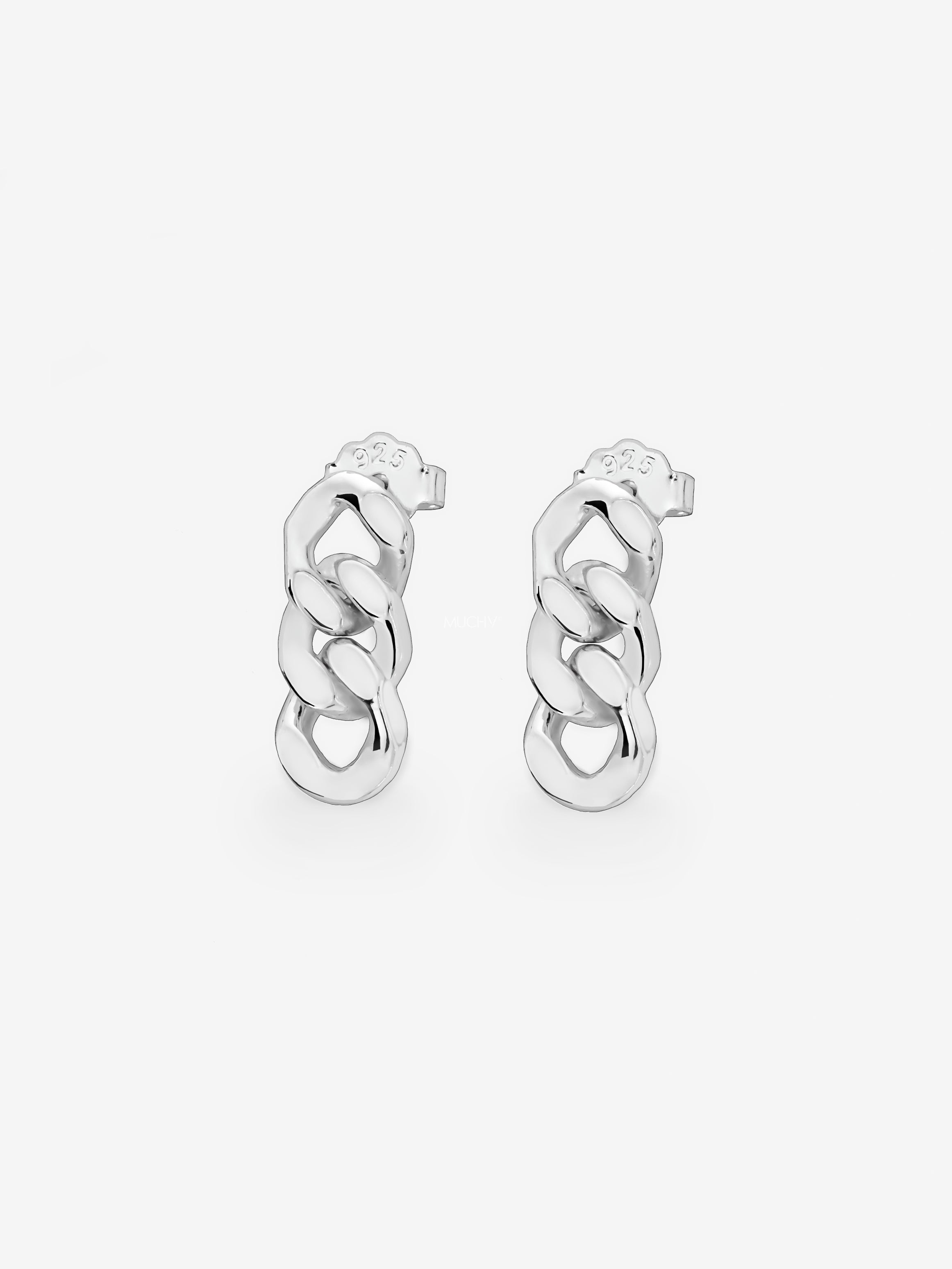 Silver Chain Dangle Stud Earrings