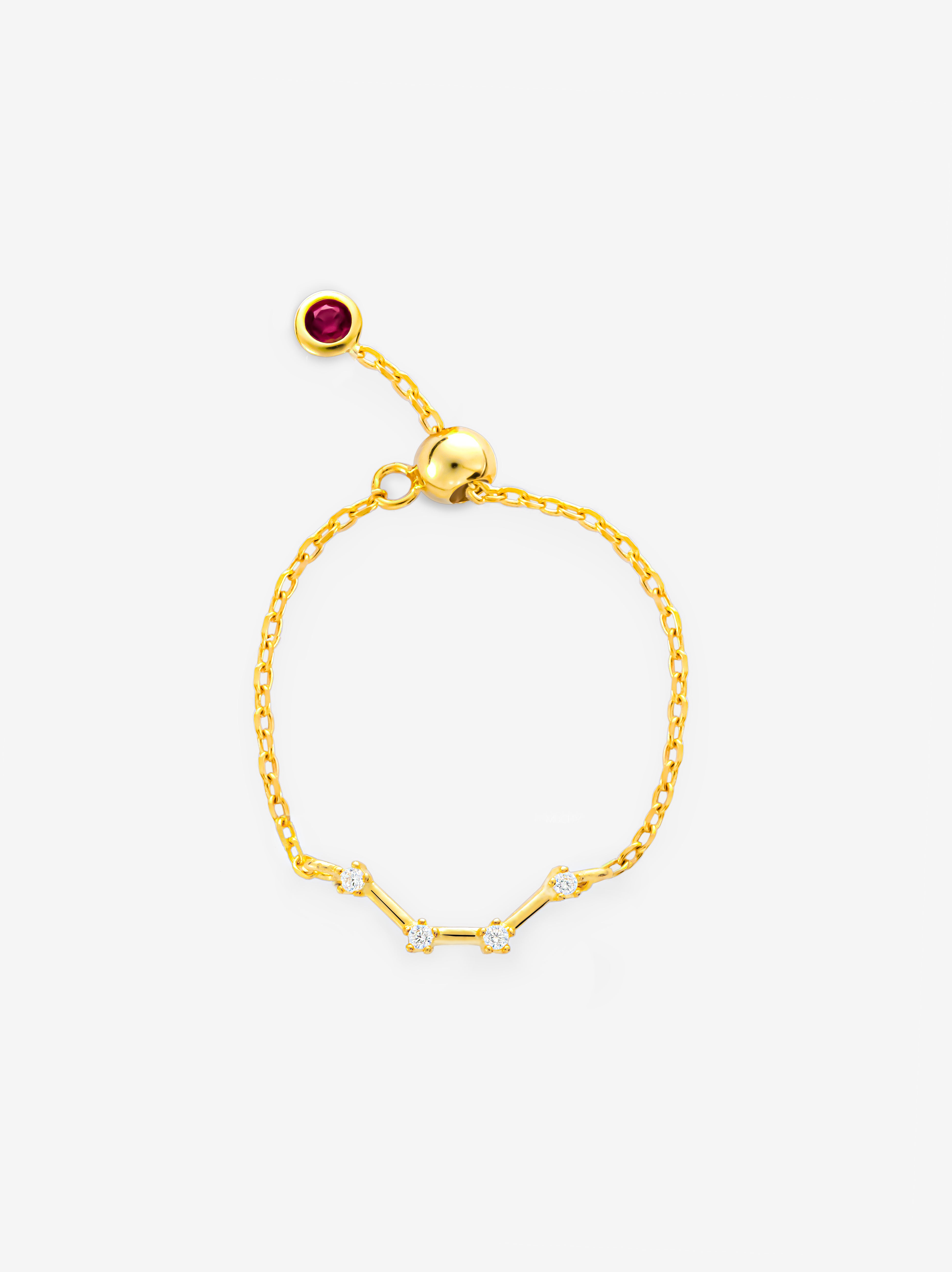 Gold Adjustable Constellation Chain Ring
