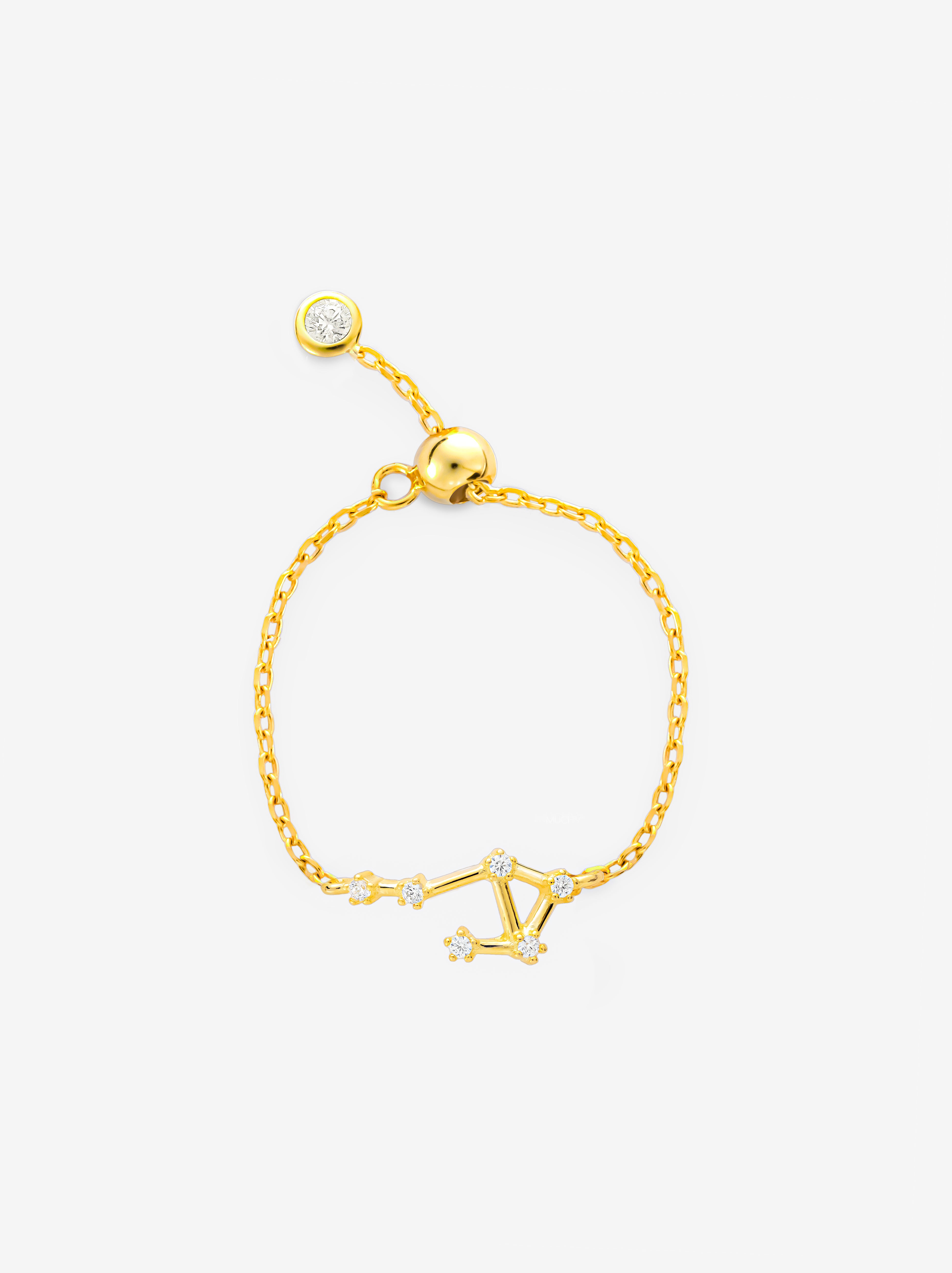 Gold Adjustable Constellation Chain Ring
