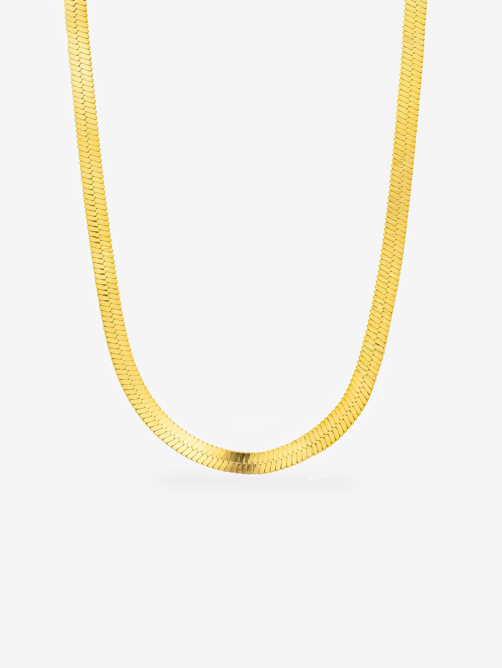 Gold Thin Herringbone Chain Necklace