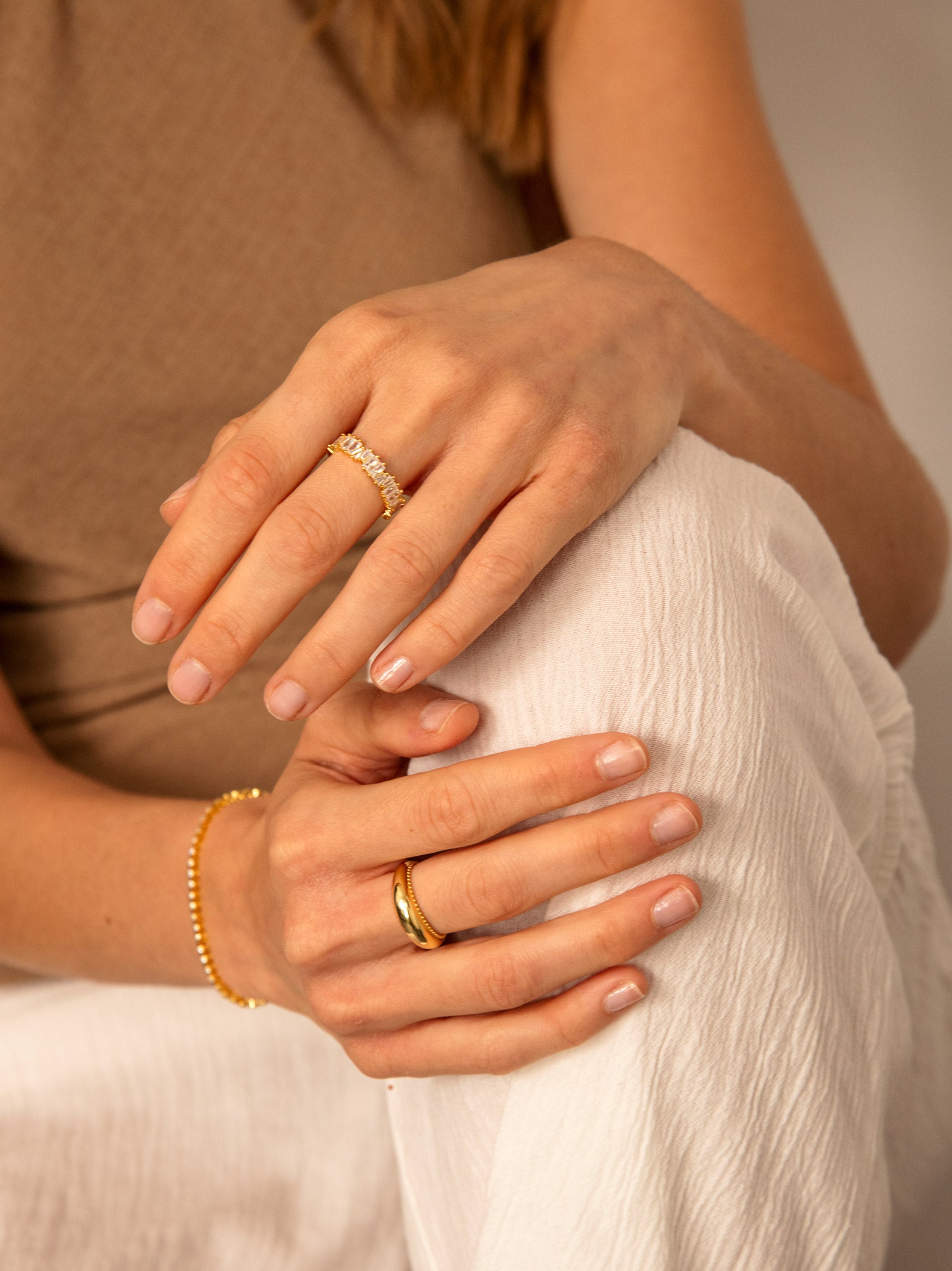 Gold Stacking Ring With Baguette Stones