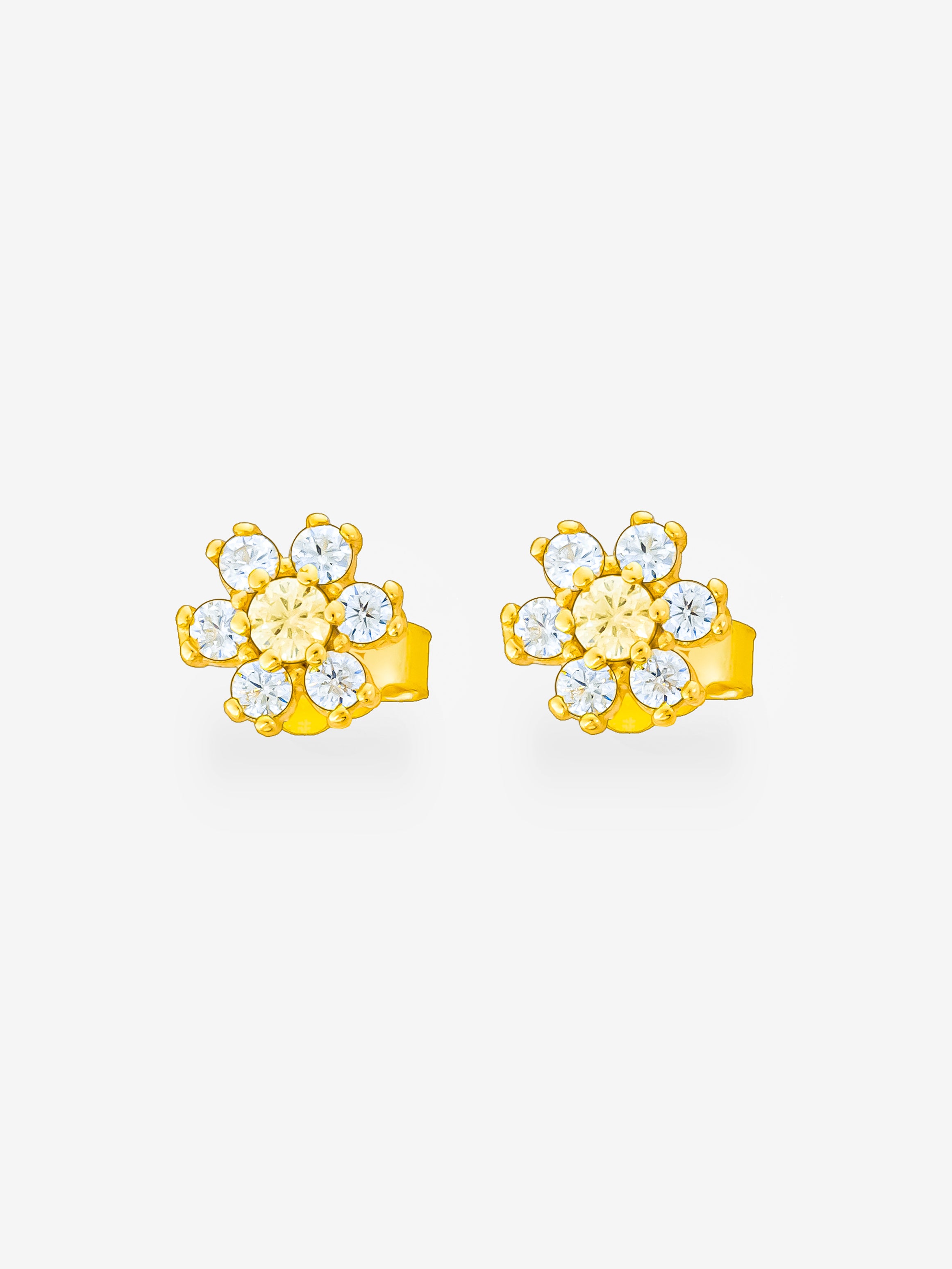 Gold Small Flower Shaped Stud Earrings