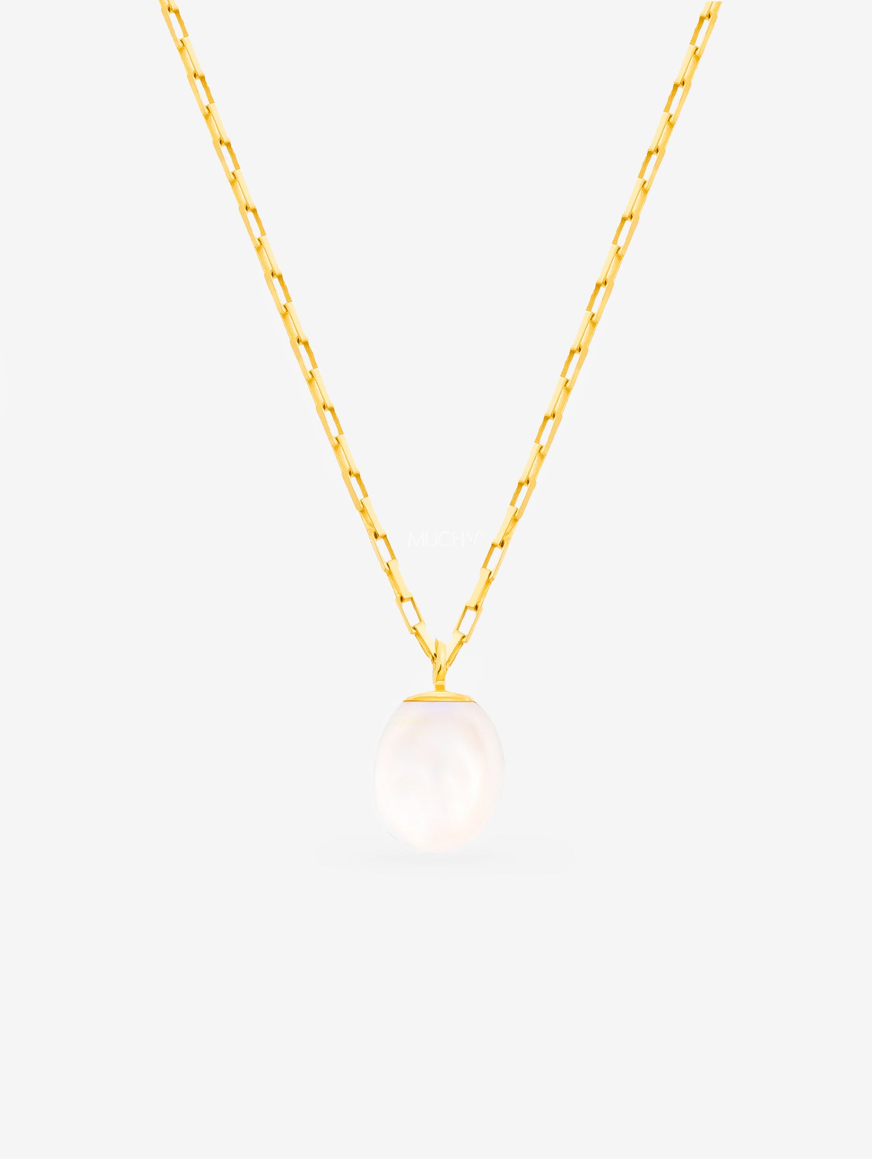 Gold Freshwater Pearl Necklace With Box Chain