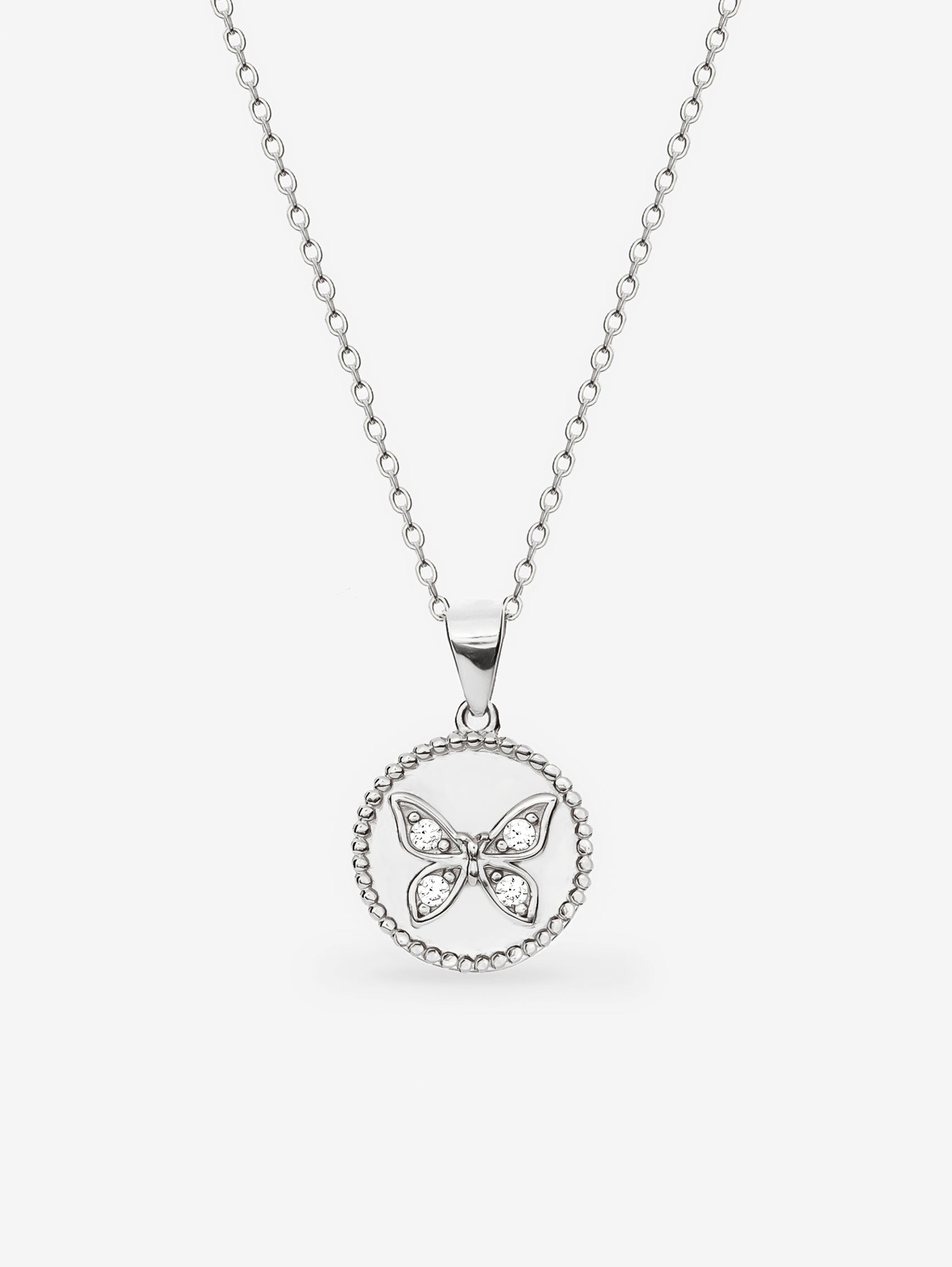Silver Coin Necklace - Butterfly