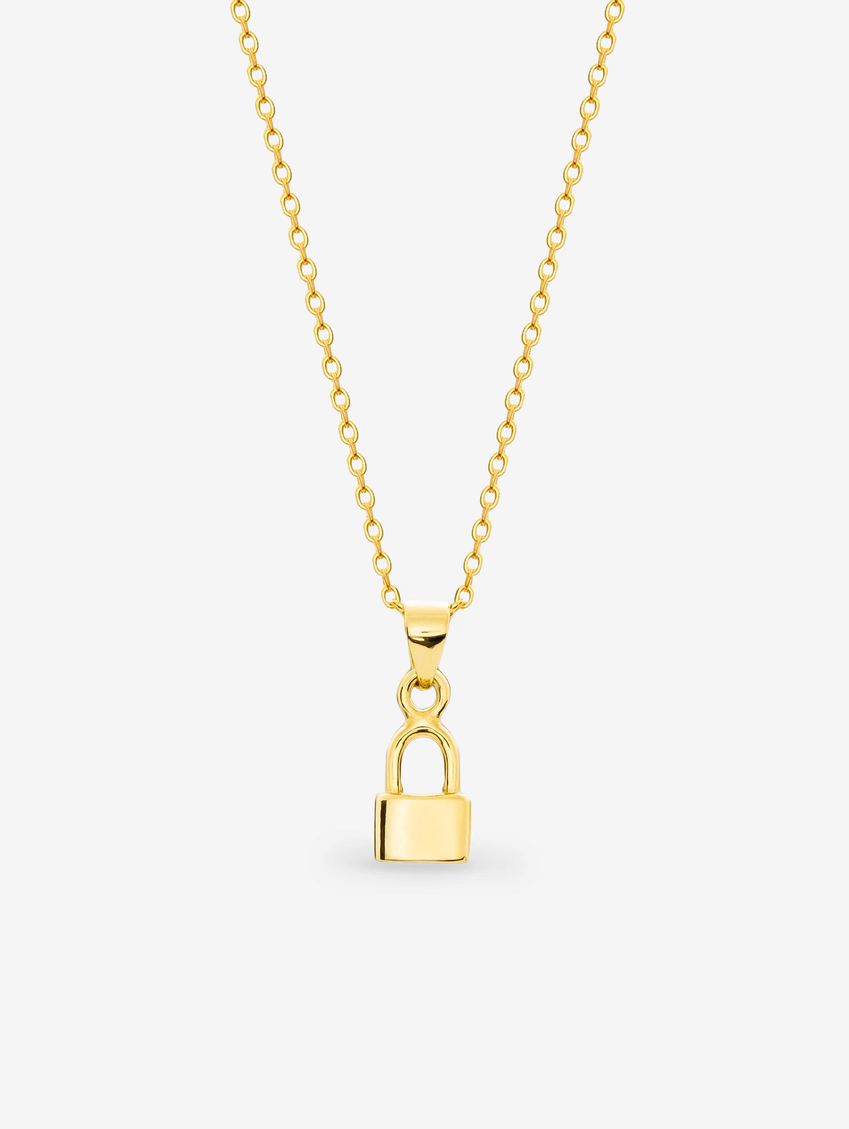 Gold Padlock Pendant Necklace / Choker - Adjustable Length