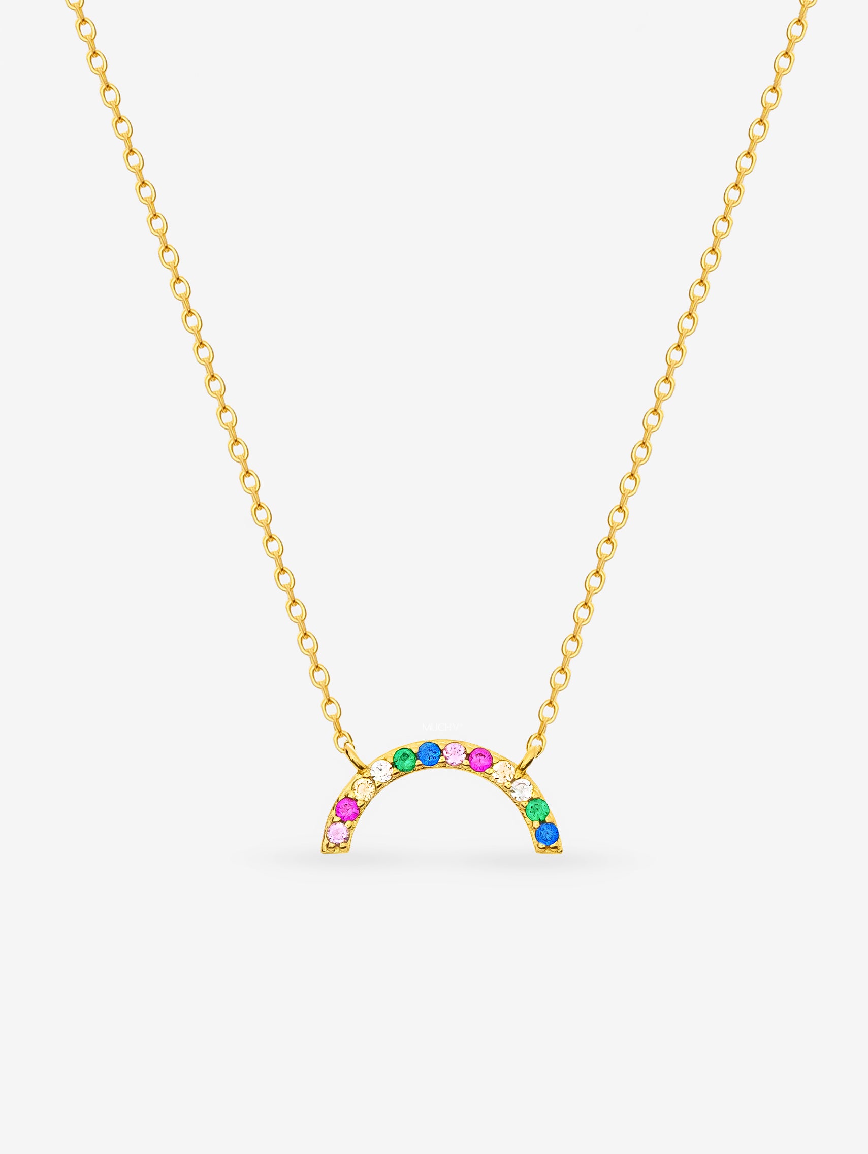 Gold Rainbow Pendant Necklace