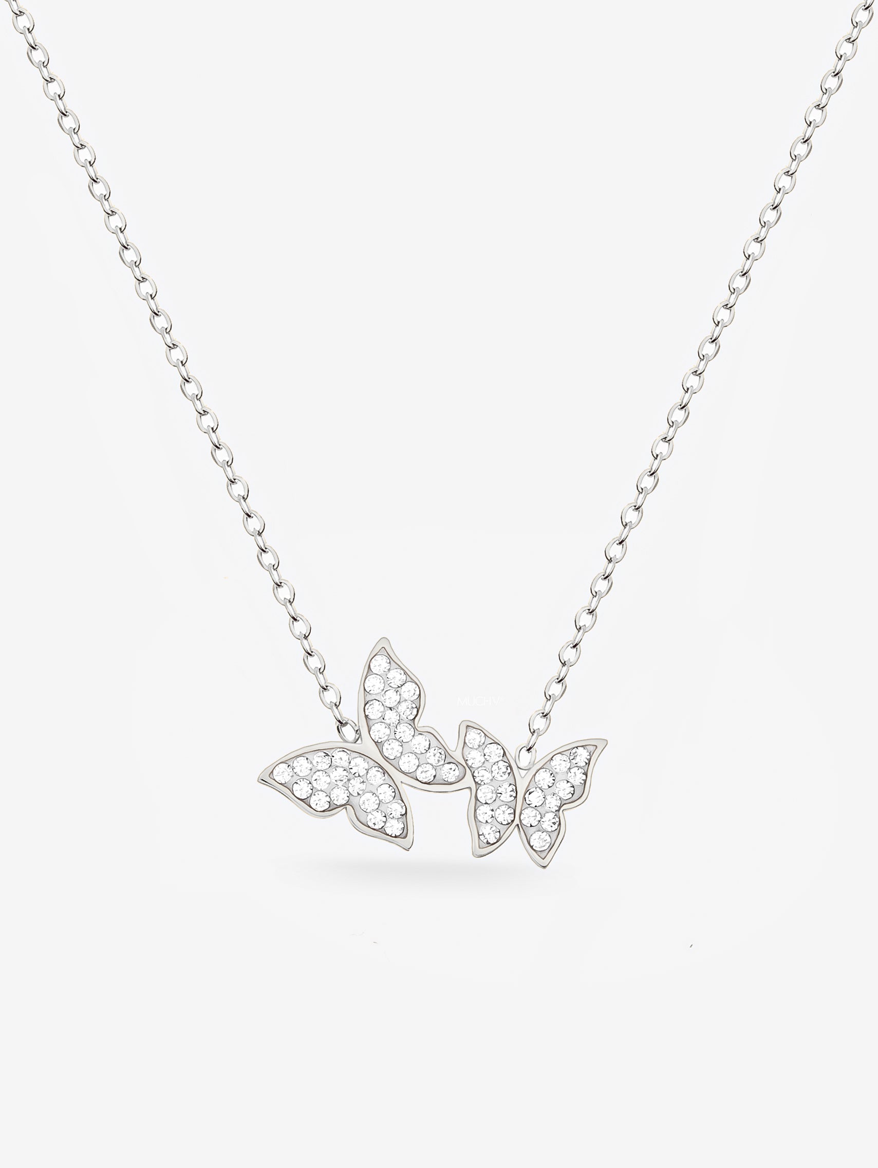 Silver Sparkling Butterfly Necklace