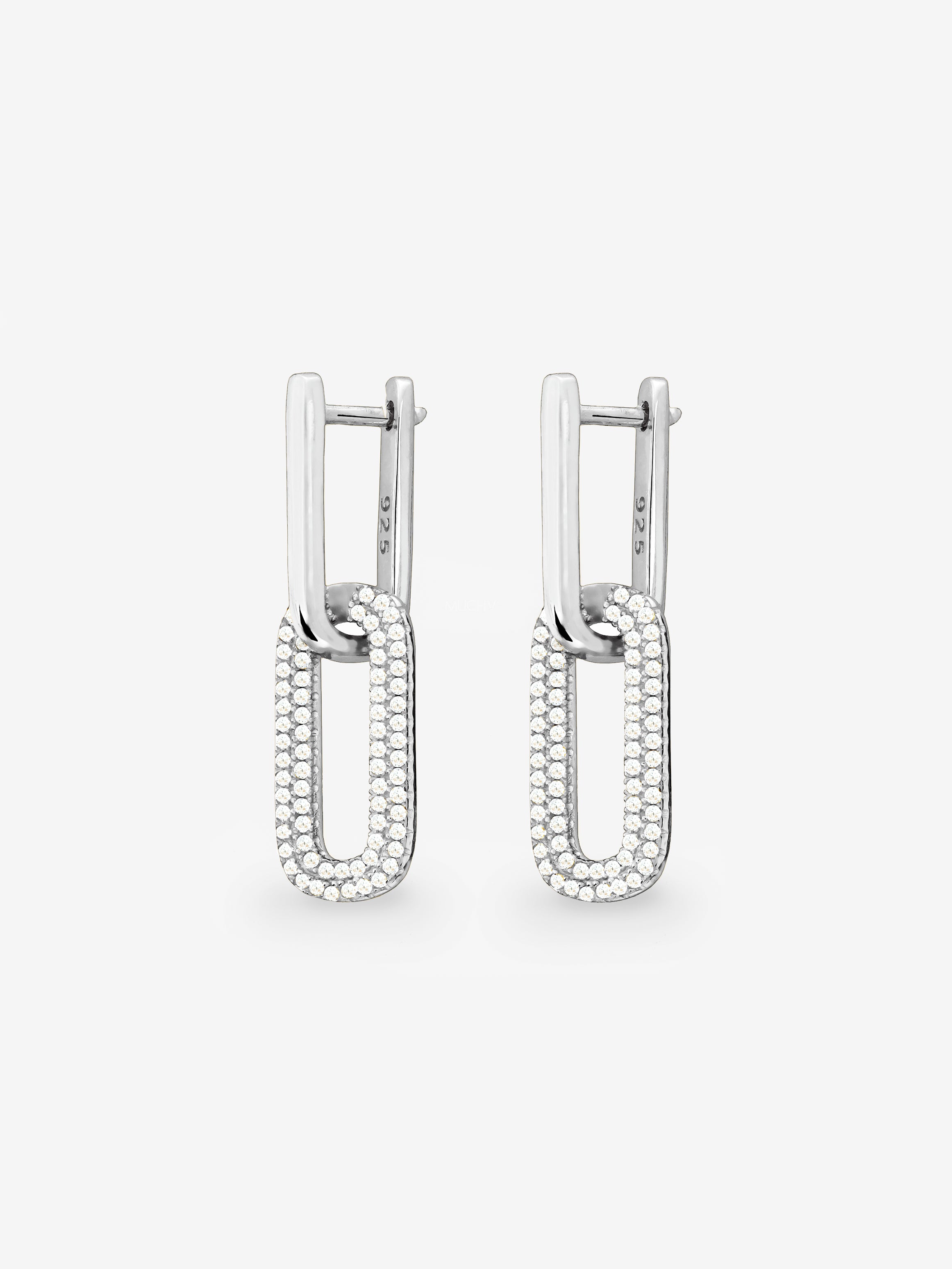 Silver Chain Hoop Earrings With Removable Oval Charms