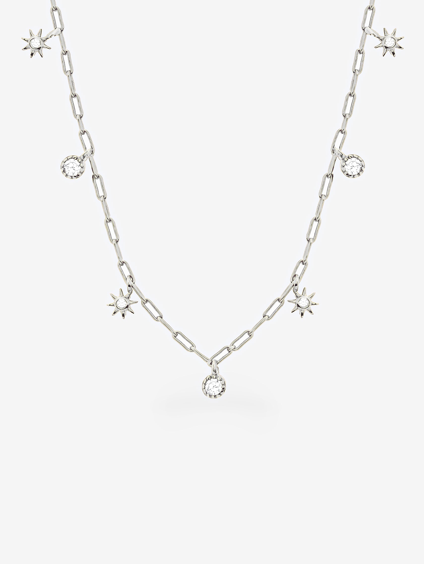 Silver Choker With Moon and Star Charms
