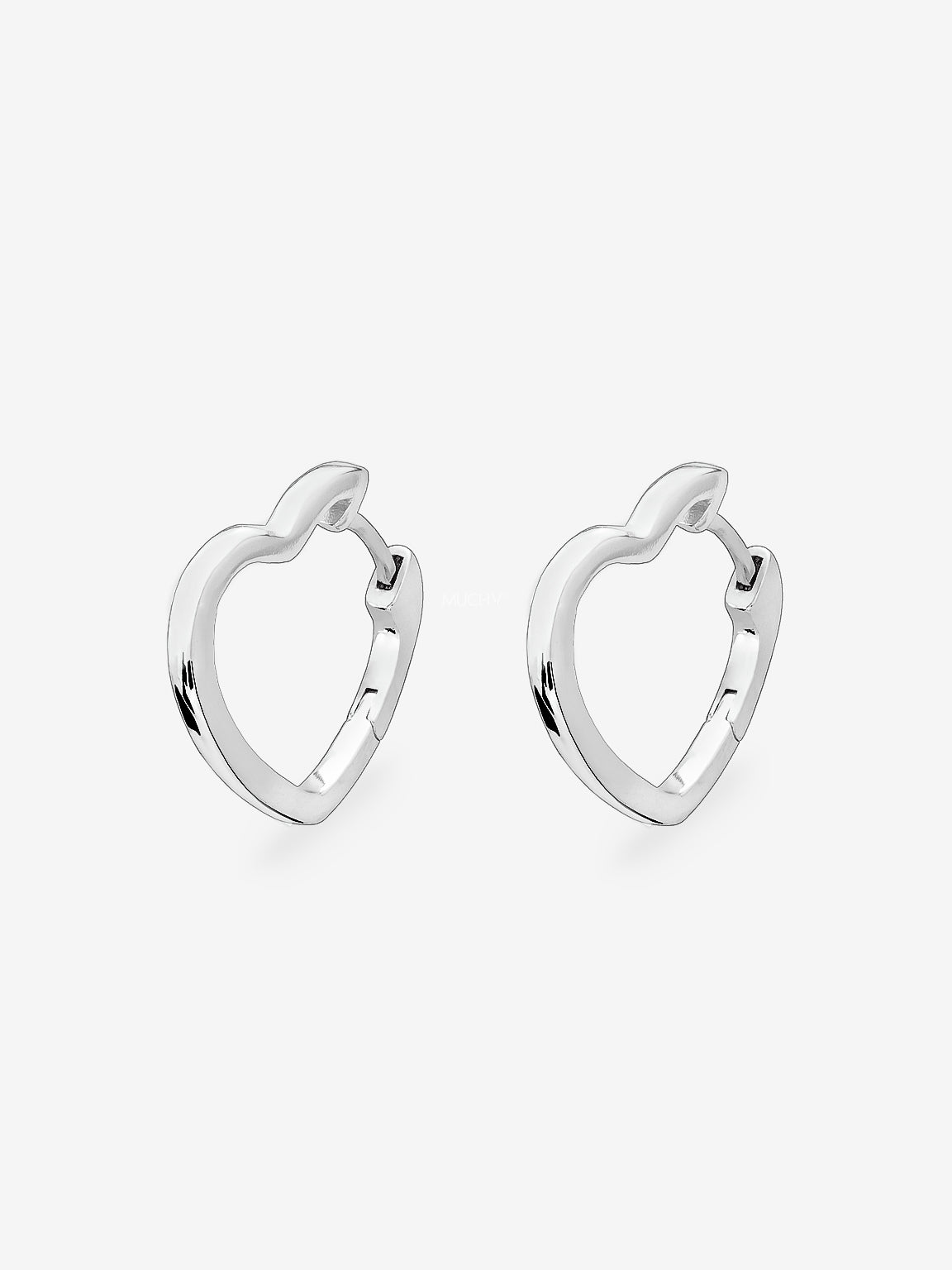 Silver Heart Hoop Earrings - Small