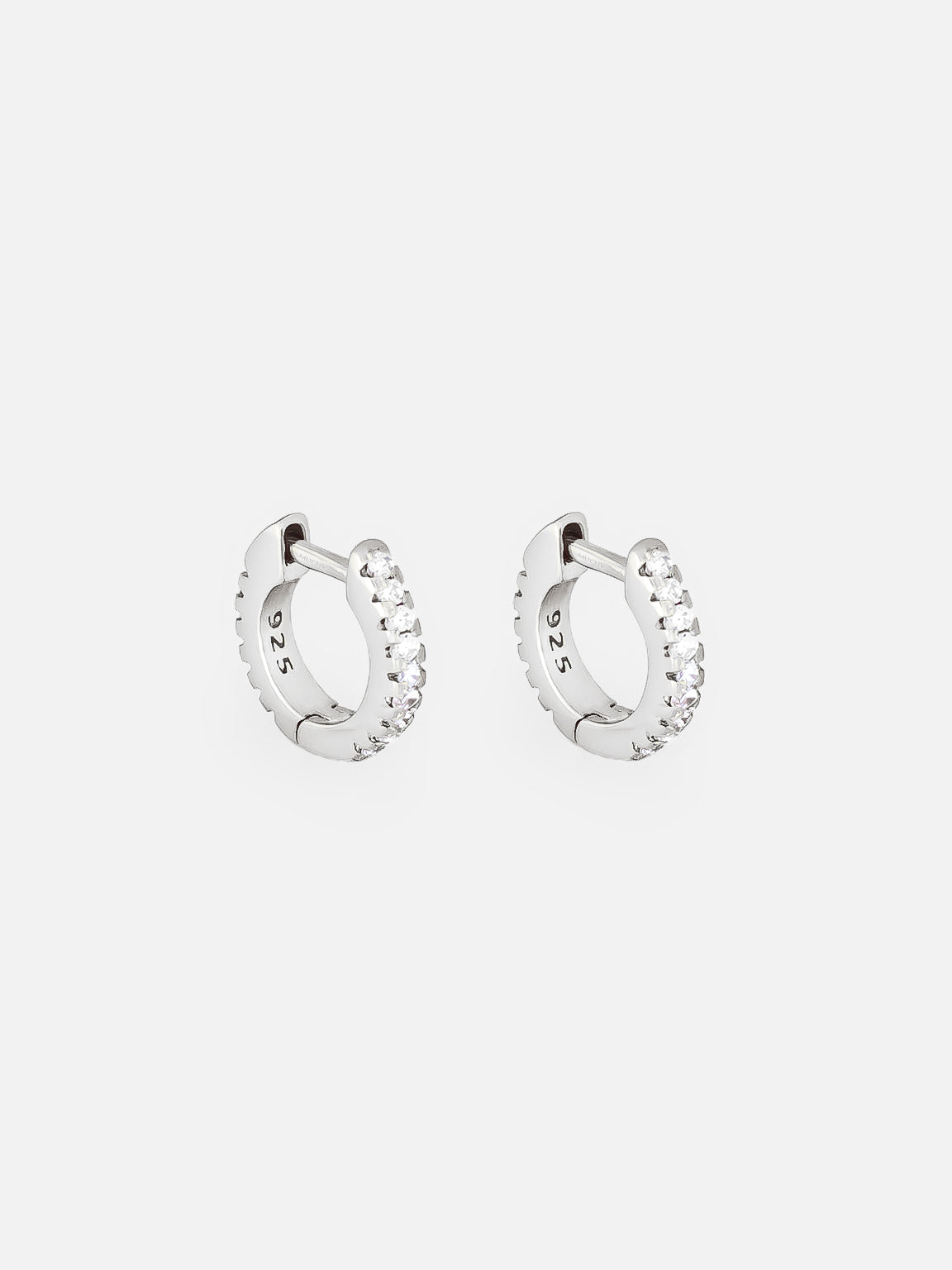 Silver Tiny Hoop Earrings For Helix or Tragus With Stones