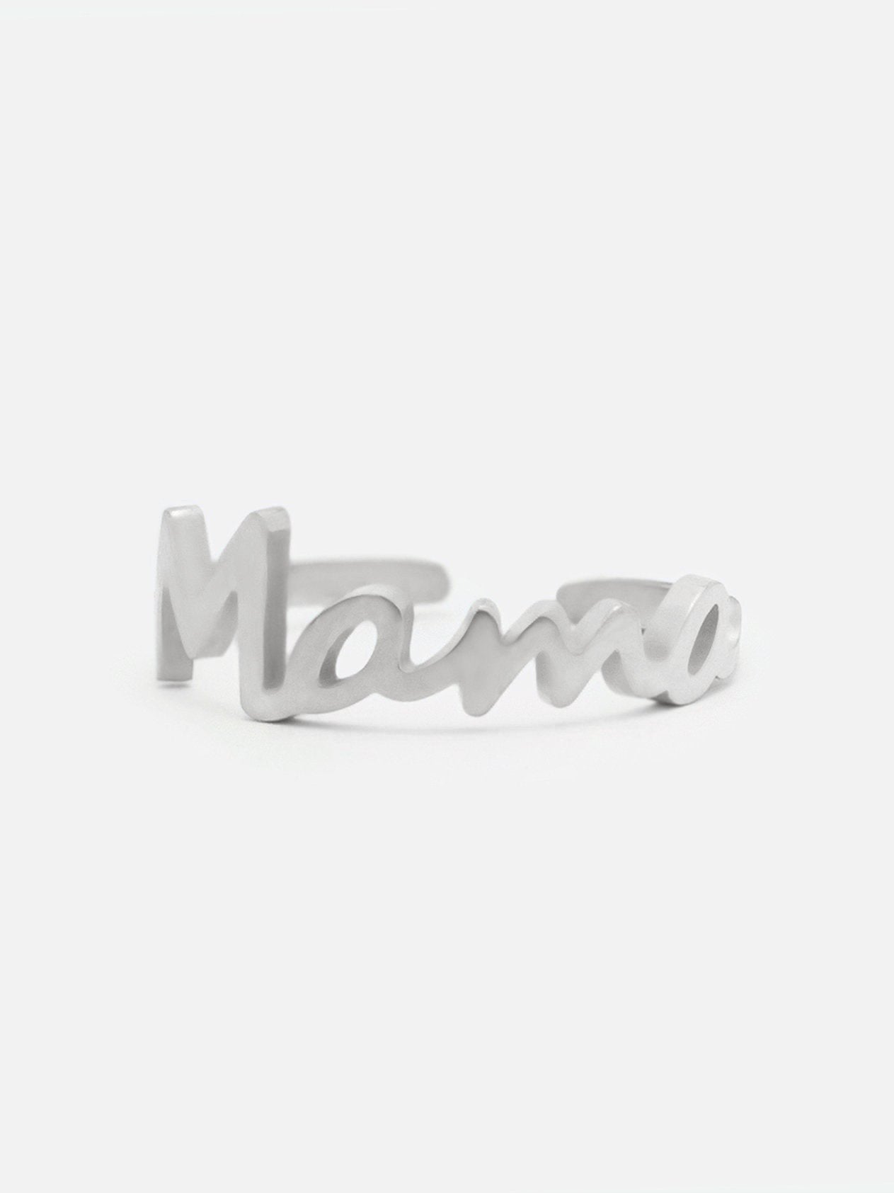 Silver Mama Ring, Adjustable Mama Script Ring (Stainless Steel) - Muchv Jewellery