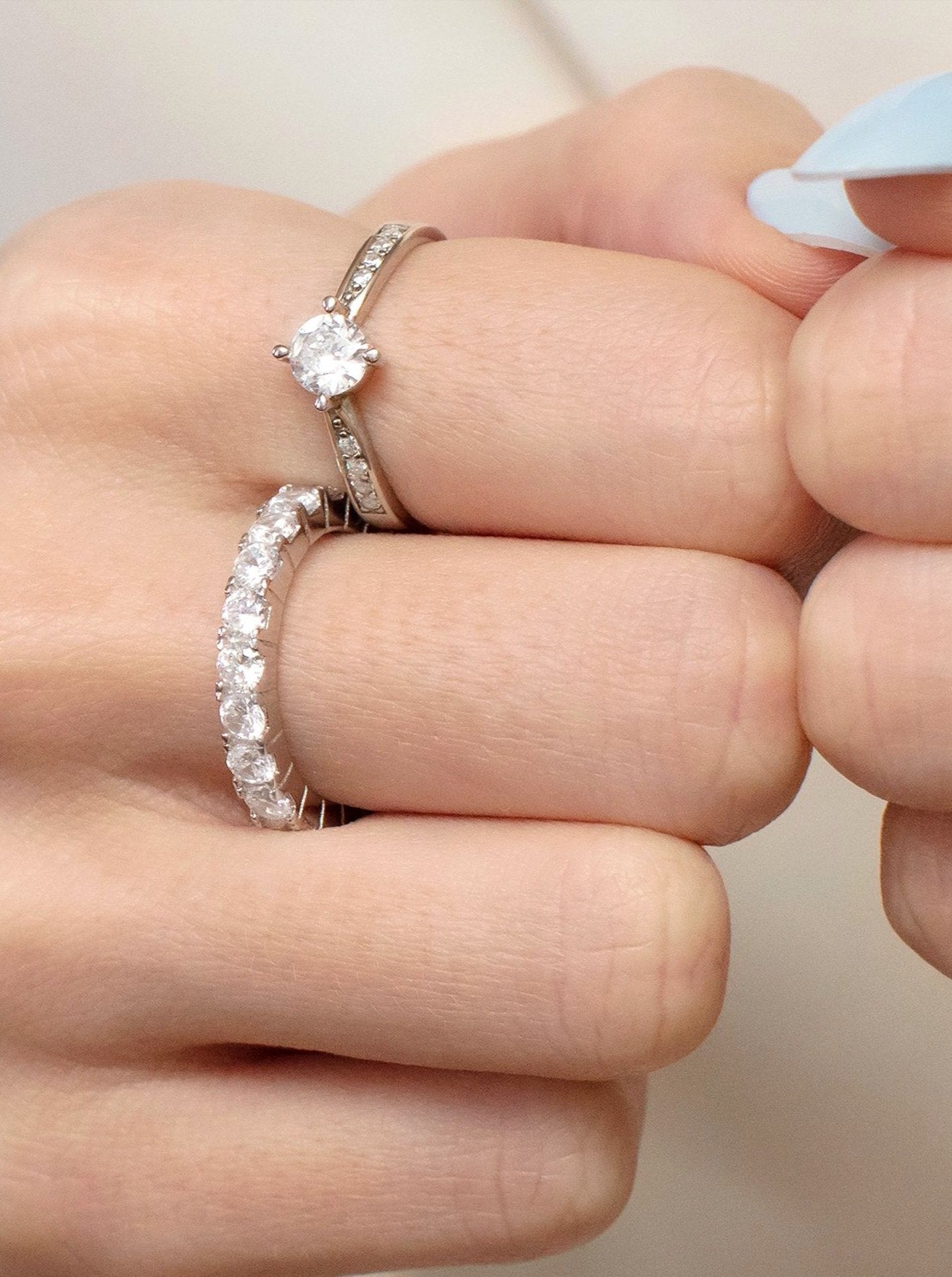 Silver V Shaped Ring, Sparkling Stacking Ring (925 Sterling Silver) - Muchv Jewellery