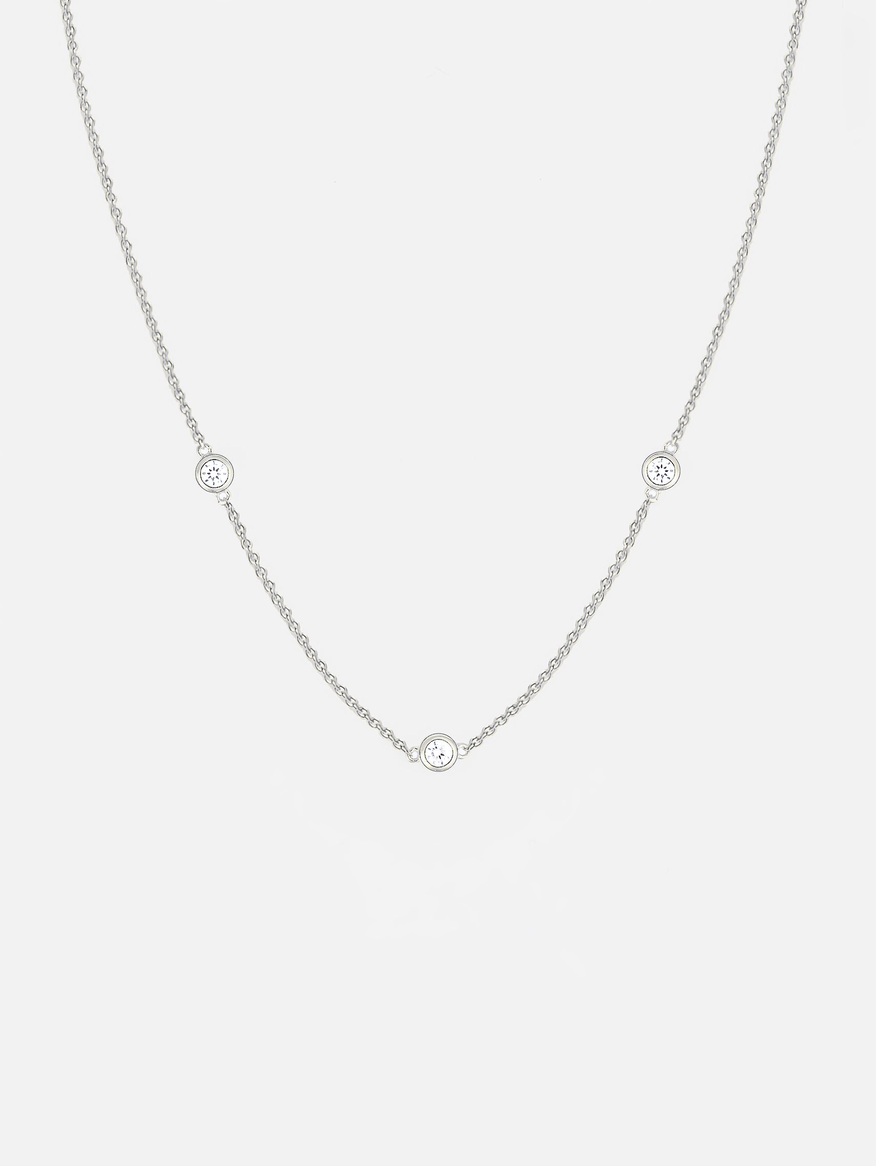 Silver Charm Necklace With Three Stones