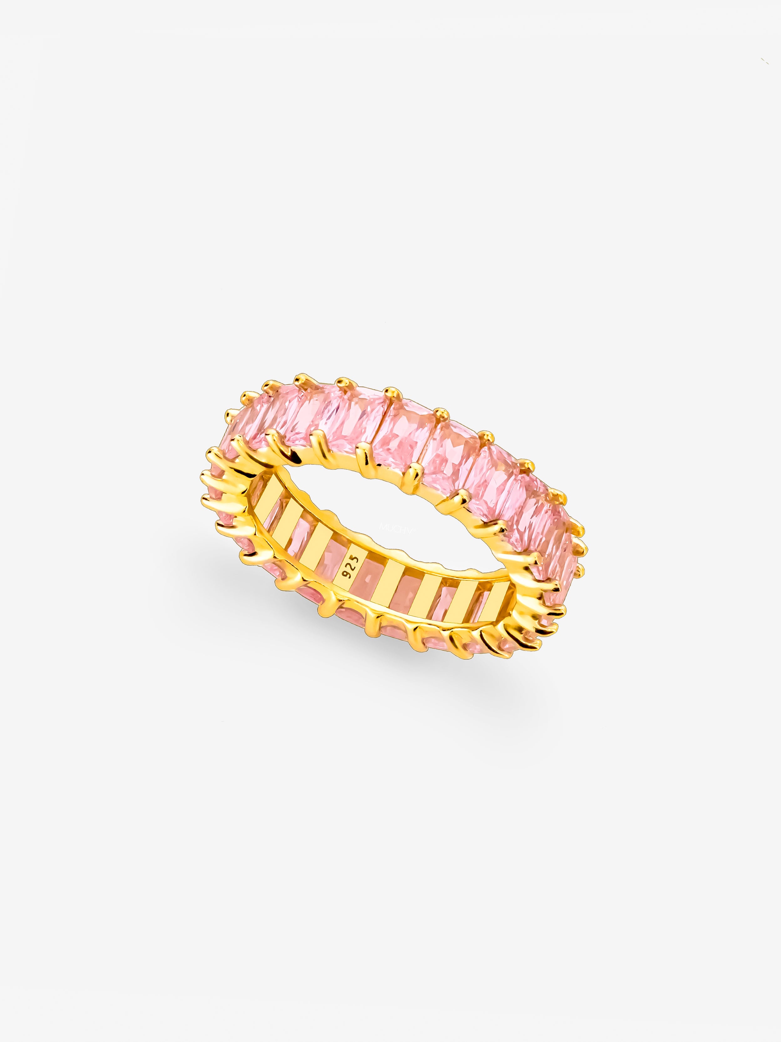 Gold Stacking Ring With Pink Stones