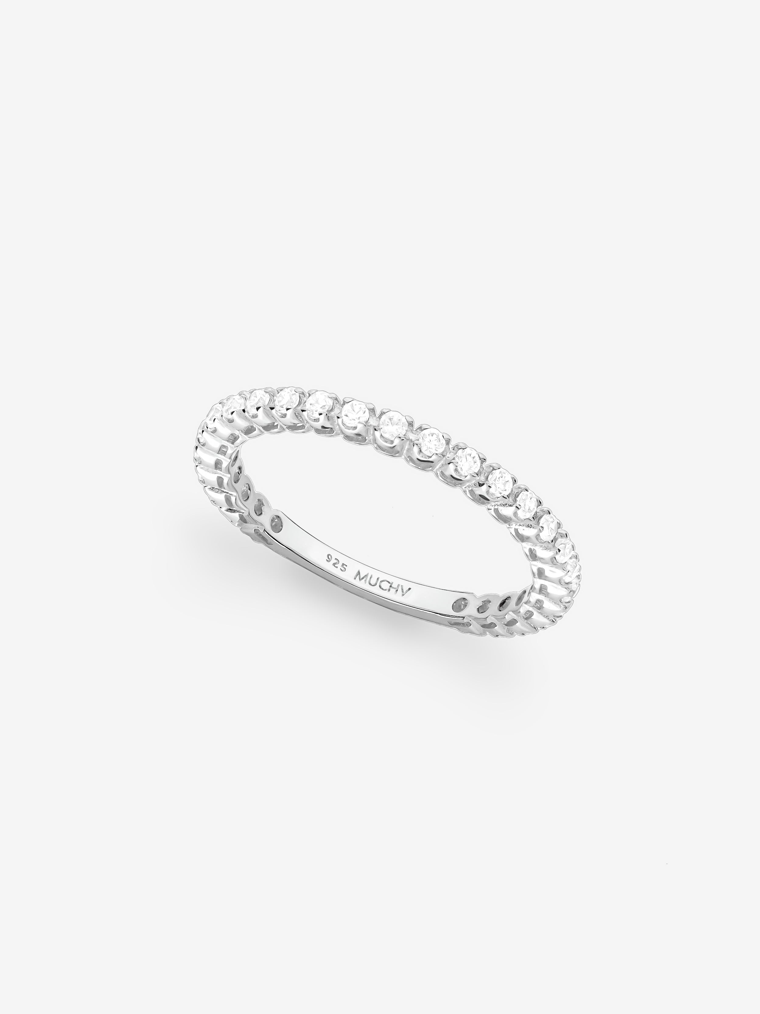 Silver Thin Ring With Tiny Round Stones