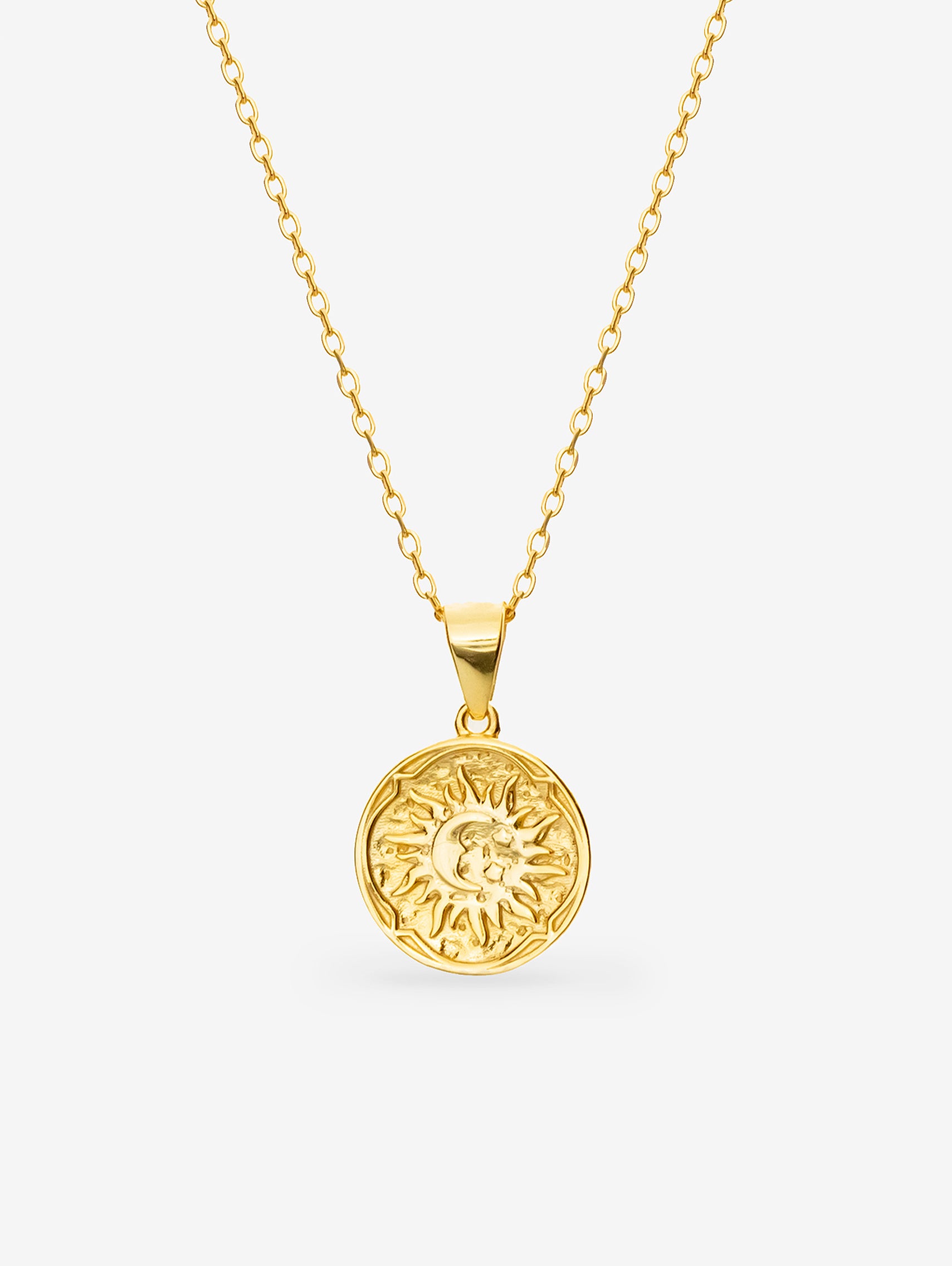 Gold Sun Coin Pendant Necklace