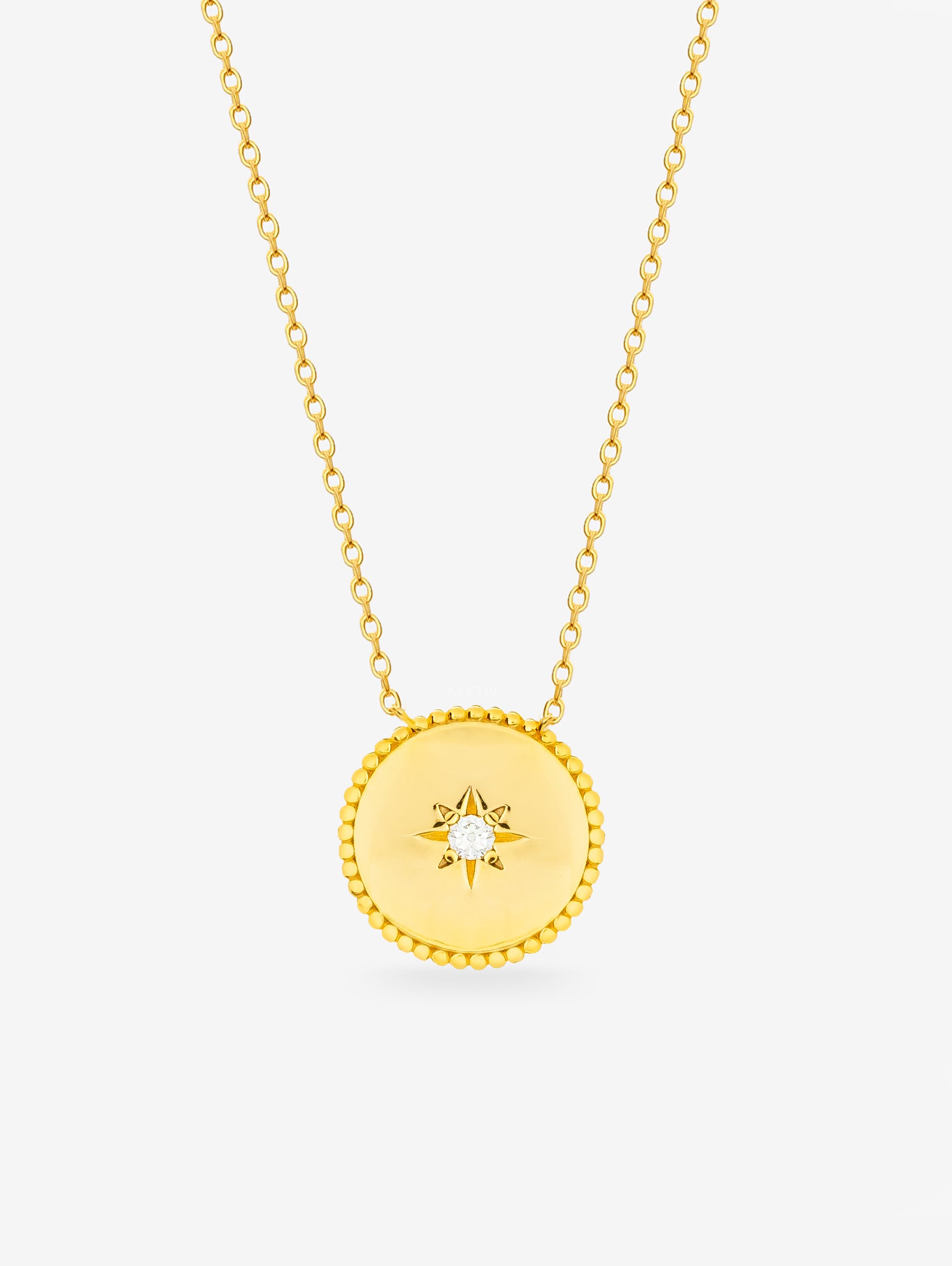 Gold North Star Coin Necklace